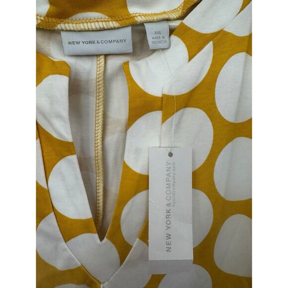 NY&Co Yellow Gold White Polka Dot Dress with Pockets 100% Cotton Plus Size XXL - Picture 6 of 7